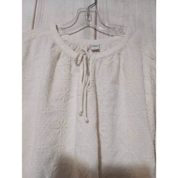 Old Navy Shirt Ladies‎ Large Cream Embroidered Long Sleeve - Picture 3 of 7
